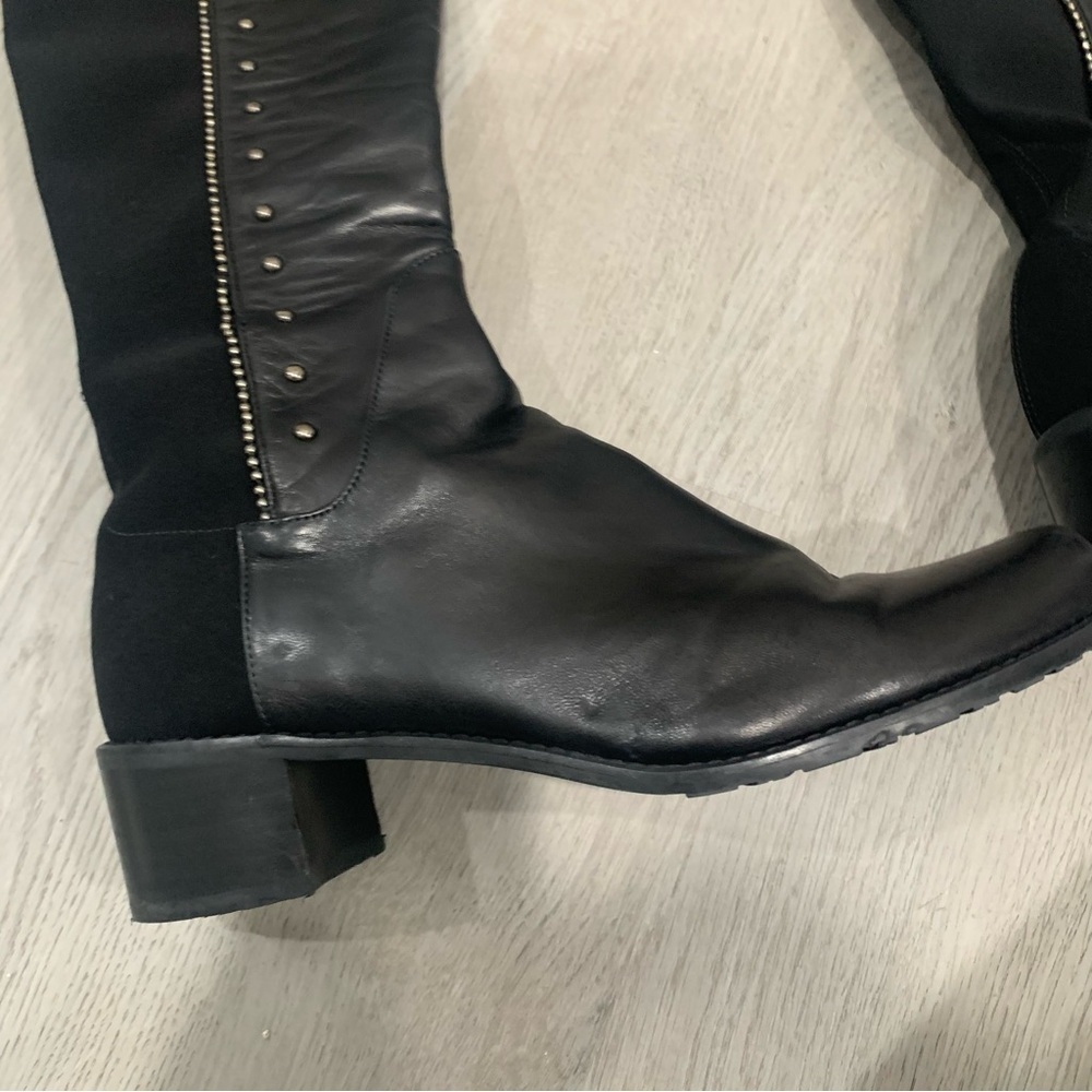 Stuart Weitzman Boots 5050 Studded Over The Knee in Black Leather - Picture 4 of 9